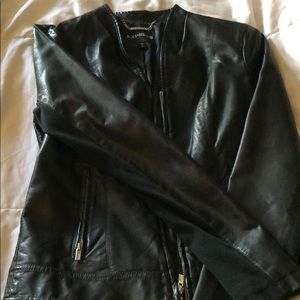 Black express man made leather jacket